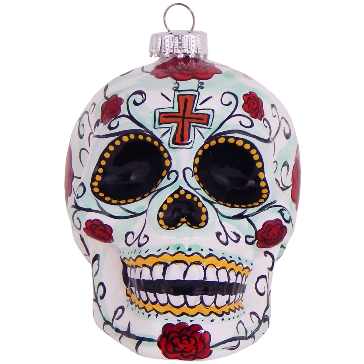 Christmas by Krebs 3.25" White and Red Candy Skull Figurine Halloween Ornament
